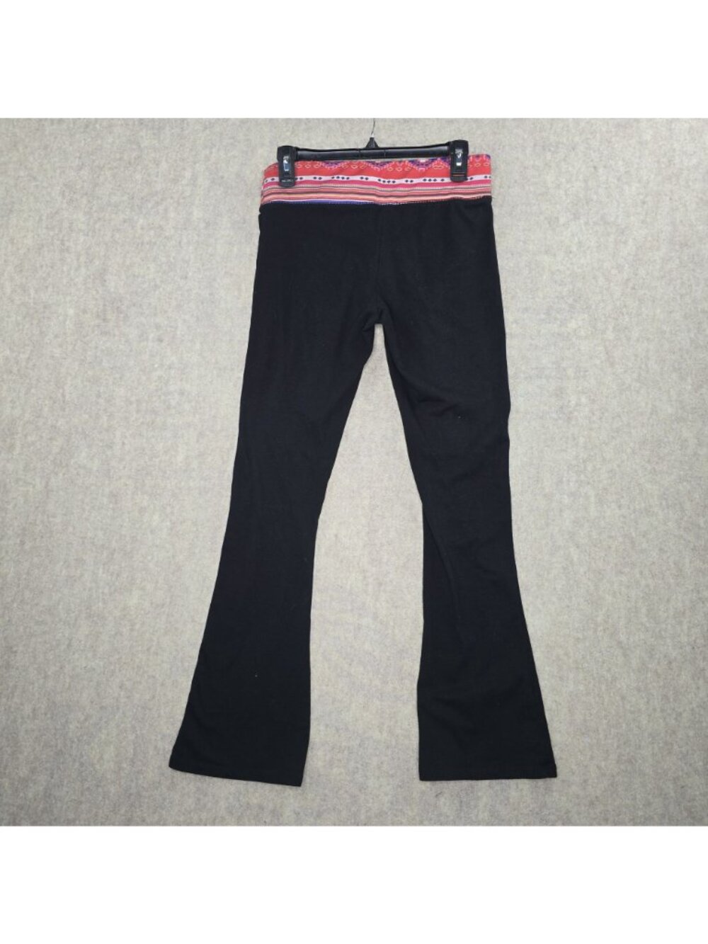 Rue21 Womens Black Bootcut Yoga Pants Multicolor Waistband Size M Cotton Blend - Picture 2 of 5